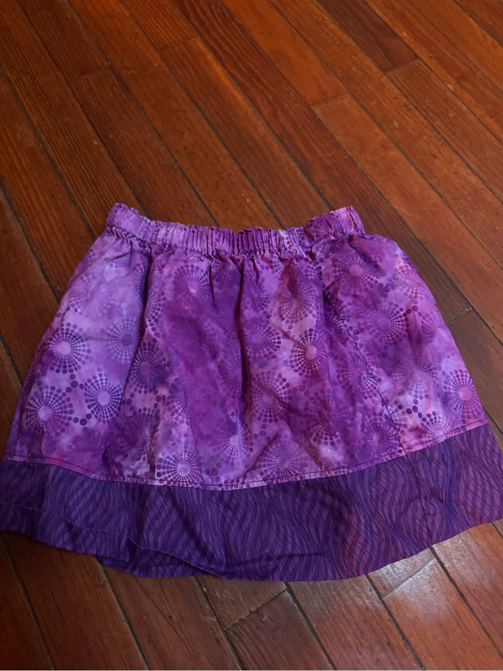 Girls' Purple Patterned Elastic-Waist Skirt
